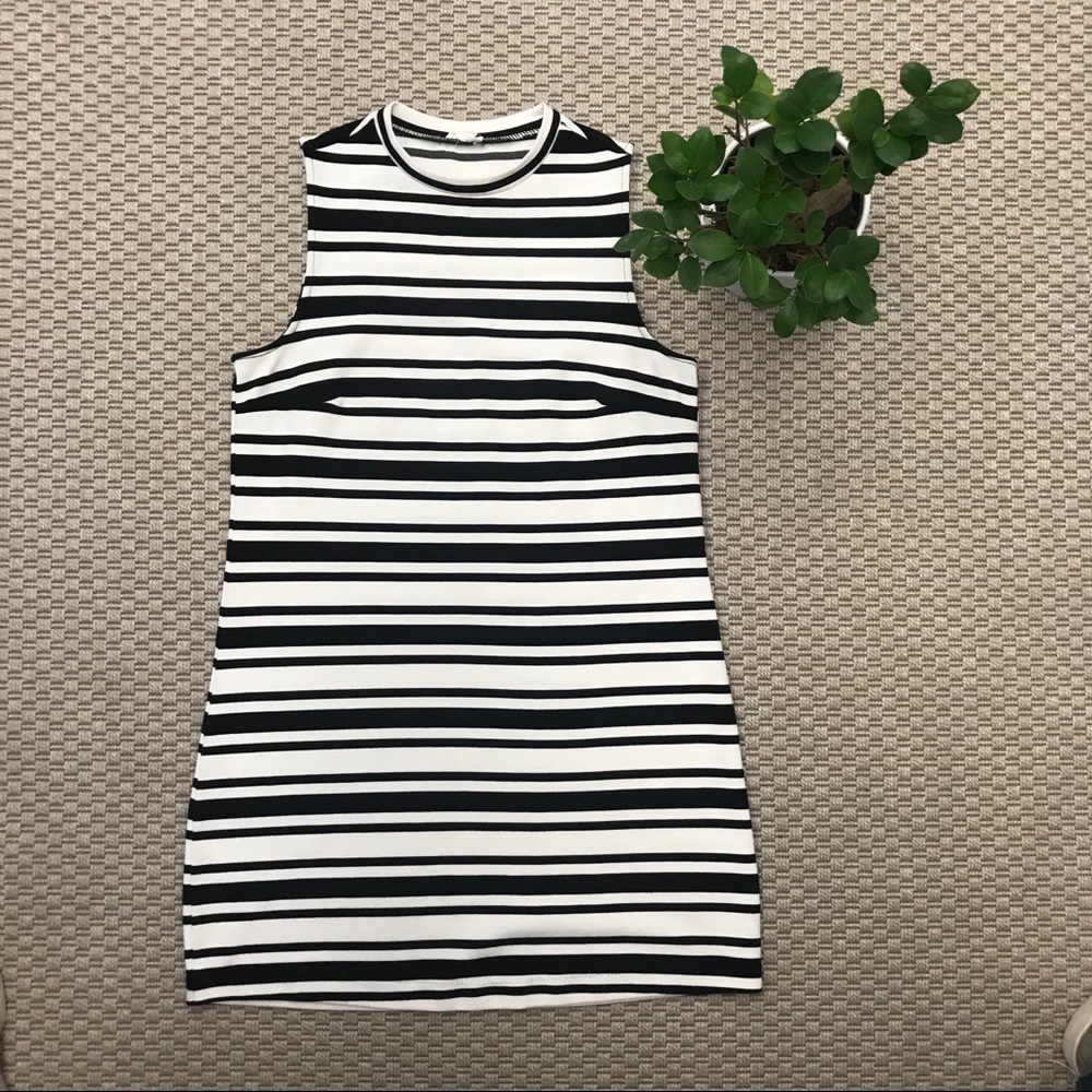 Garage Black and White Striped Sleeveless Dress